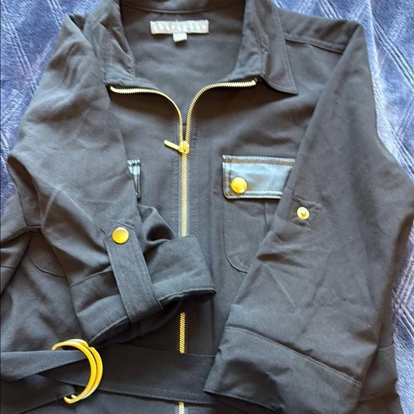 Like New Sharagano Women’s Front Zip Black Shirt Dress 3/4 sleeves size 4 - Picture 12 of 12